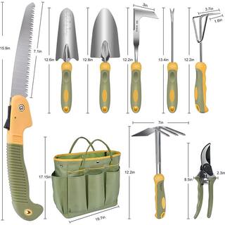 9-Piece Stainless Steel Heavy-Duty Gardening Tools with Non-Slip Ergonomic Handles Garden Tools Set B09NRKJYR8
