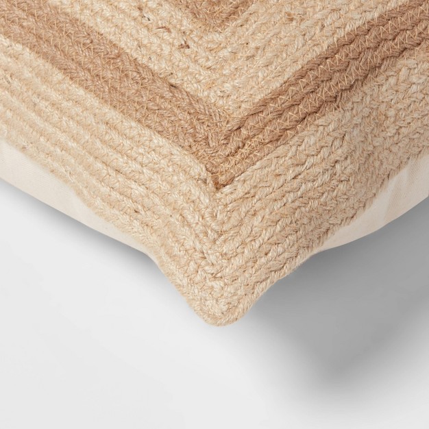 Color Block Jute Floor Pillow Neutral