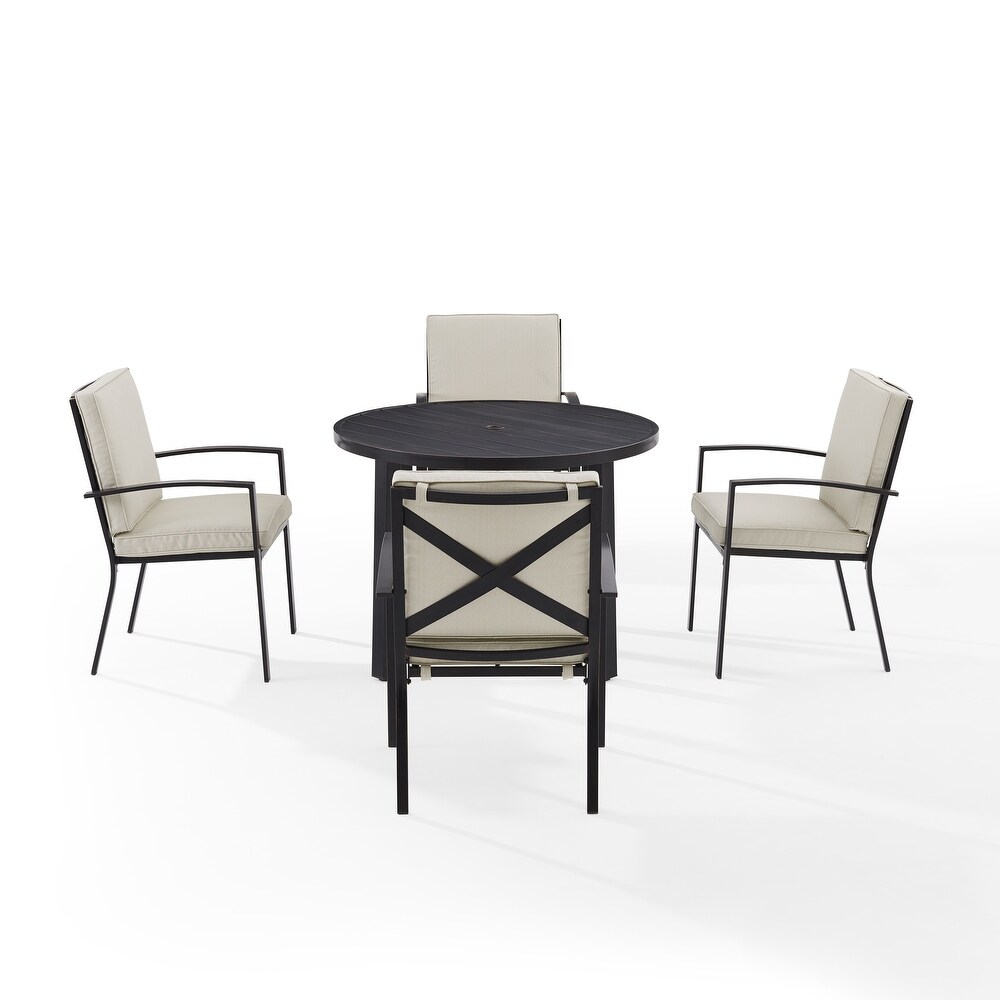 Kaplan 5Pc Outdoor Metal Round Dining Set  Table   4 Chairs