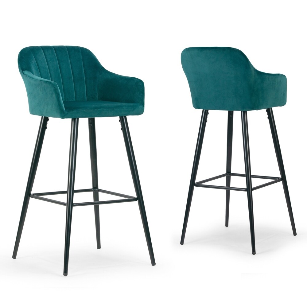 Carson Carrington Tarnaby Teal Velvet Barstool (Set of 2)