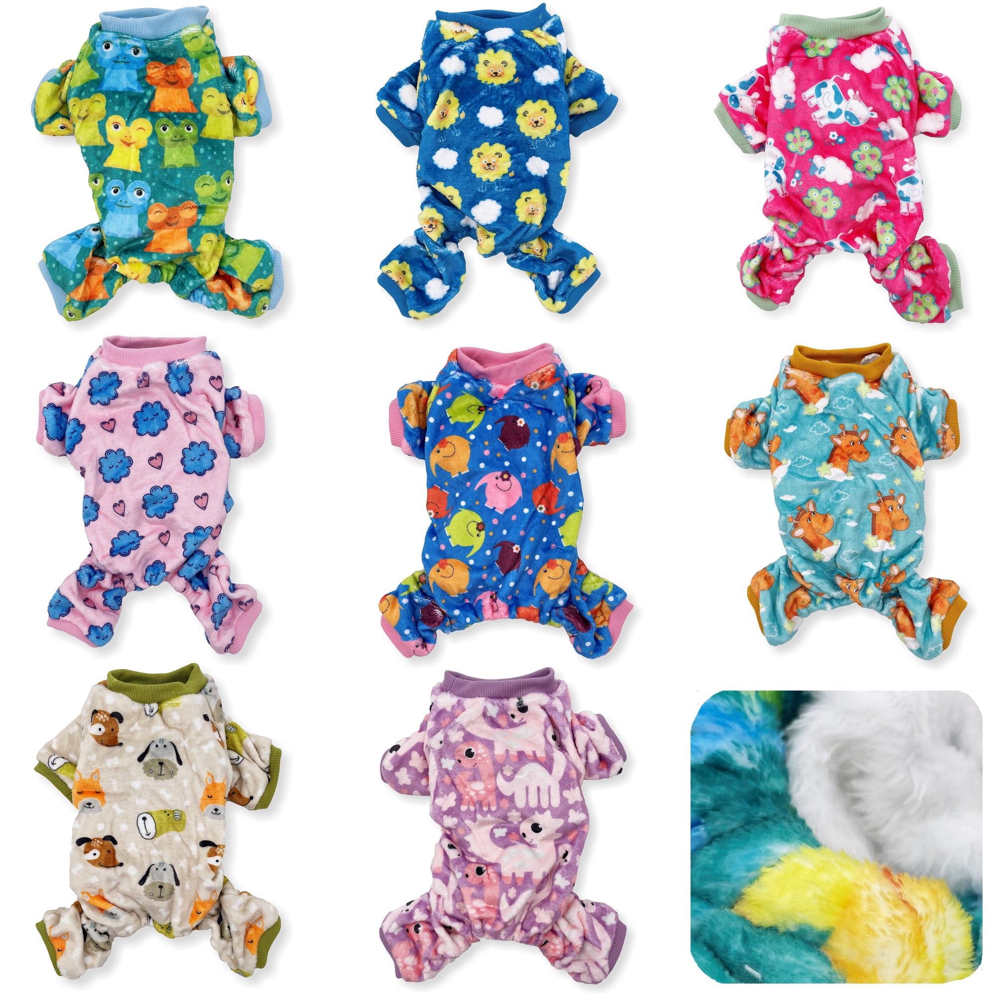 Dog Pajamas Soft Warm Fleece Jumpsuit Cute Clothes Small Medium Pet (XXS: Length 8