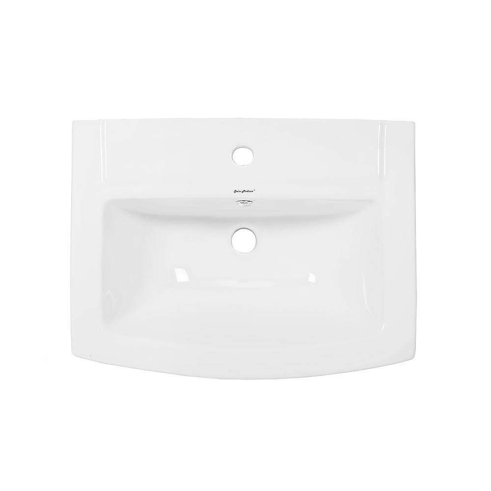 Swiss Madison Sublime Pedestal Bathroom Ceramic Vessel Sink Round Single Faucet Hole in White SM-PS306