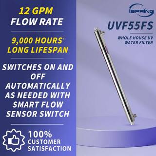 ISPRING 55-Watt Whole House UV Water Filtration System with Smart Flow Sensor Switch 110-Volt 12 GPM UVF55FS