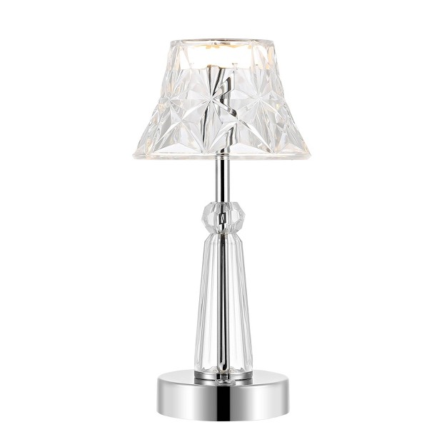 Madelyn Bohemian Classic Acrylic Rechargeable Integrated Led Table Lamp Clear chrome Jonathan Y