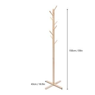 YIYIBYUS Elegant Coat Rack Freestanding Wood Coat Rack with 8 Hooks HG-HS035-388