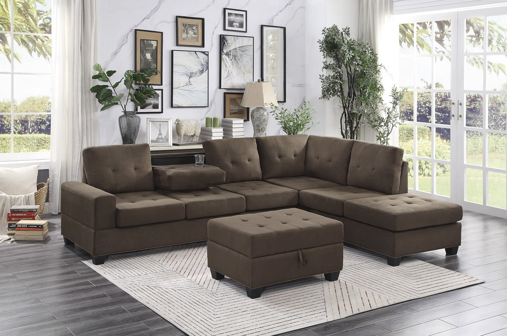 Hedera Sectional Collection  Chocolate color   Transitional   Sectional Sofas   by Lexicon Home  Houzz