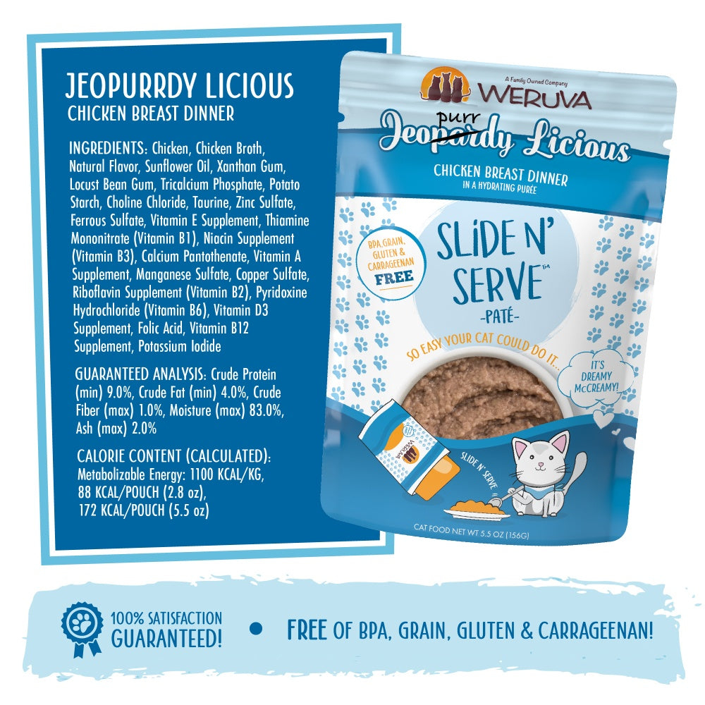 Weruva Slide N Serve Grain Free Jeopurrdy Licious Chicken Dinner Wet