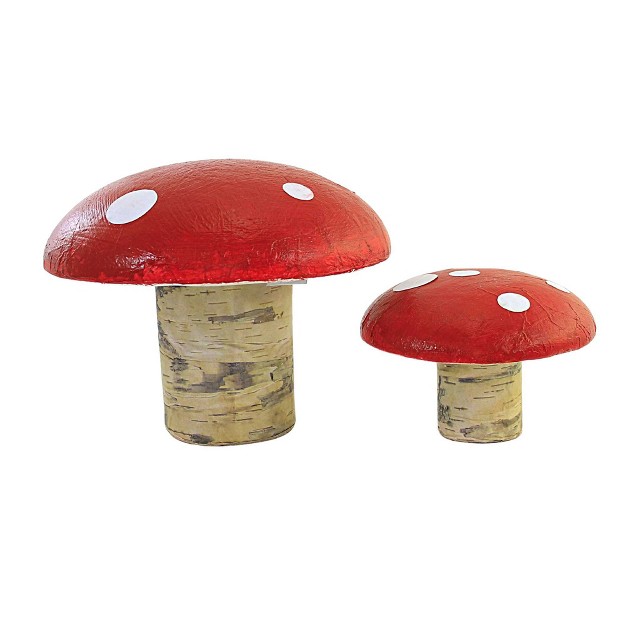 Home Decor Red Mushroom Set Two Mushrooms 6 5 Inches White Polka Dots Mx180638 Polyfoam Red