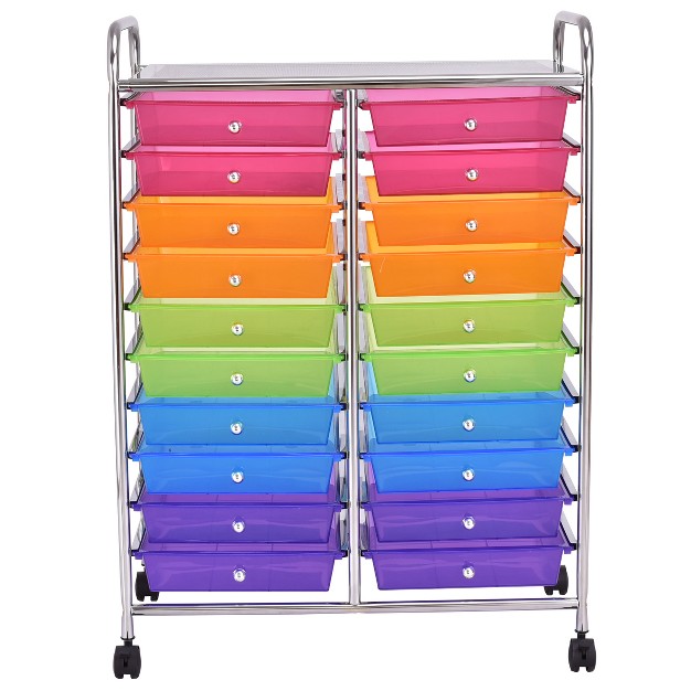 Tangkula 20 drawers Rolling Storage Cart With Organizer Top