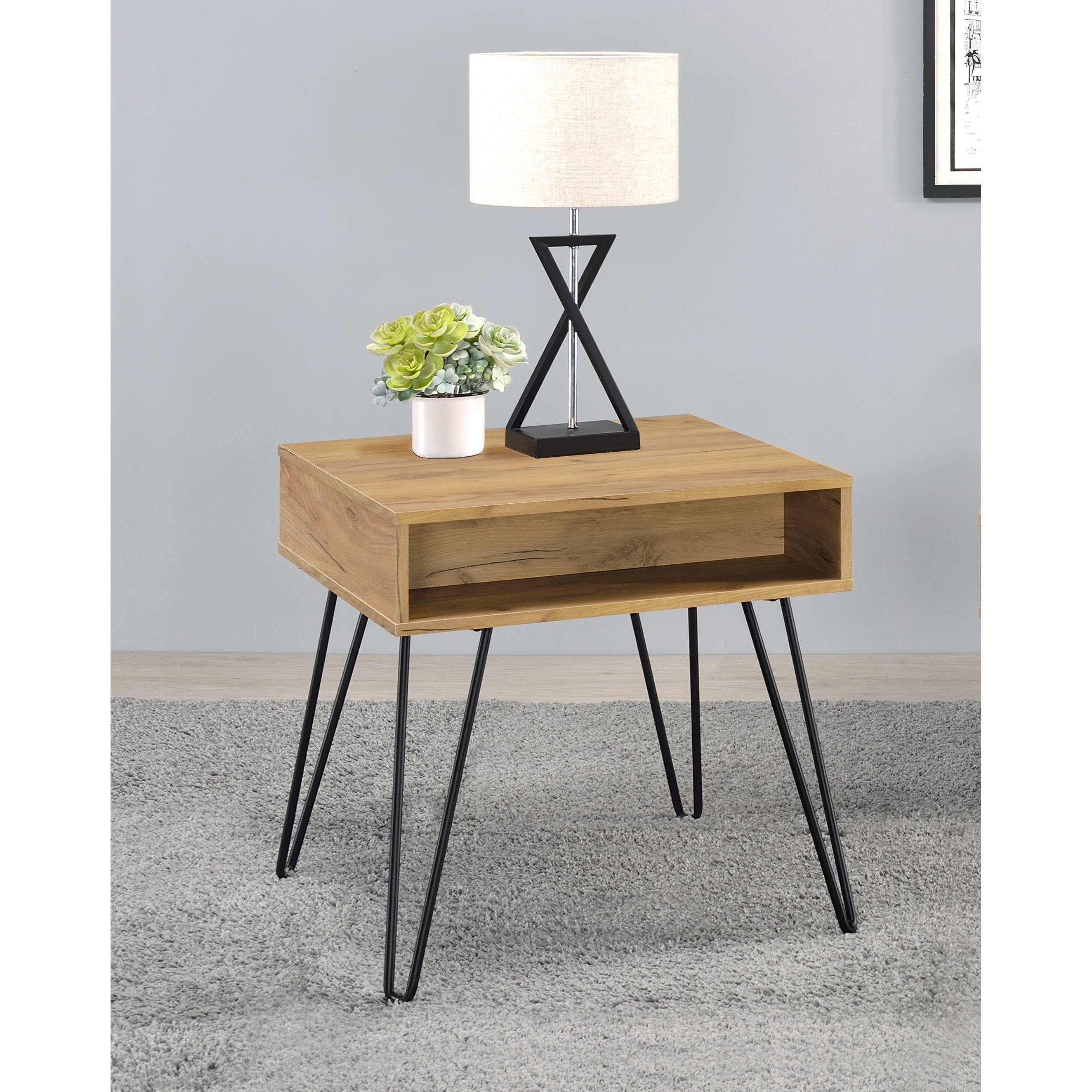 Amara Golden Oak and Black End Table