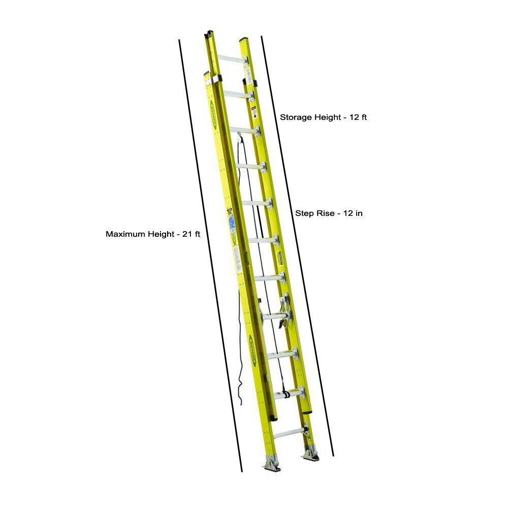 Werner 24 ft. Fiberglass Round Rung Extension Ladder with 375 lb. Load Capacity Type IAA Duty Rating 7124-2