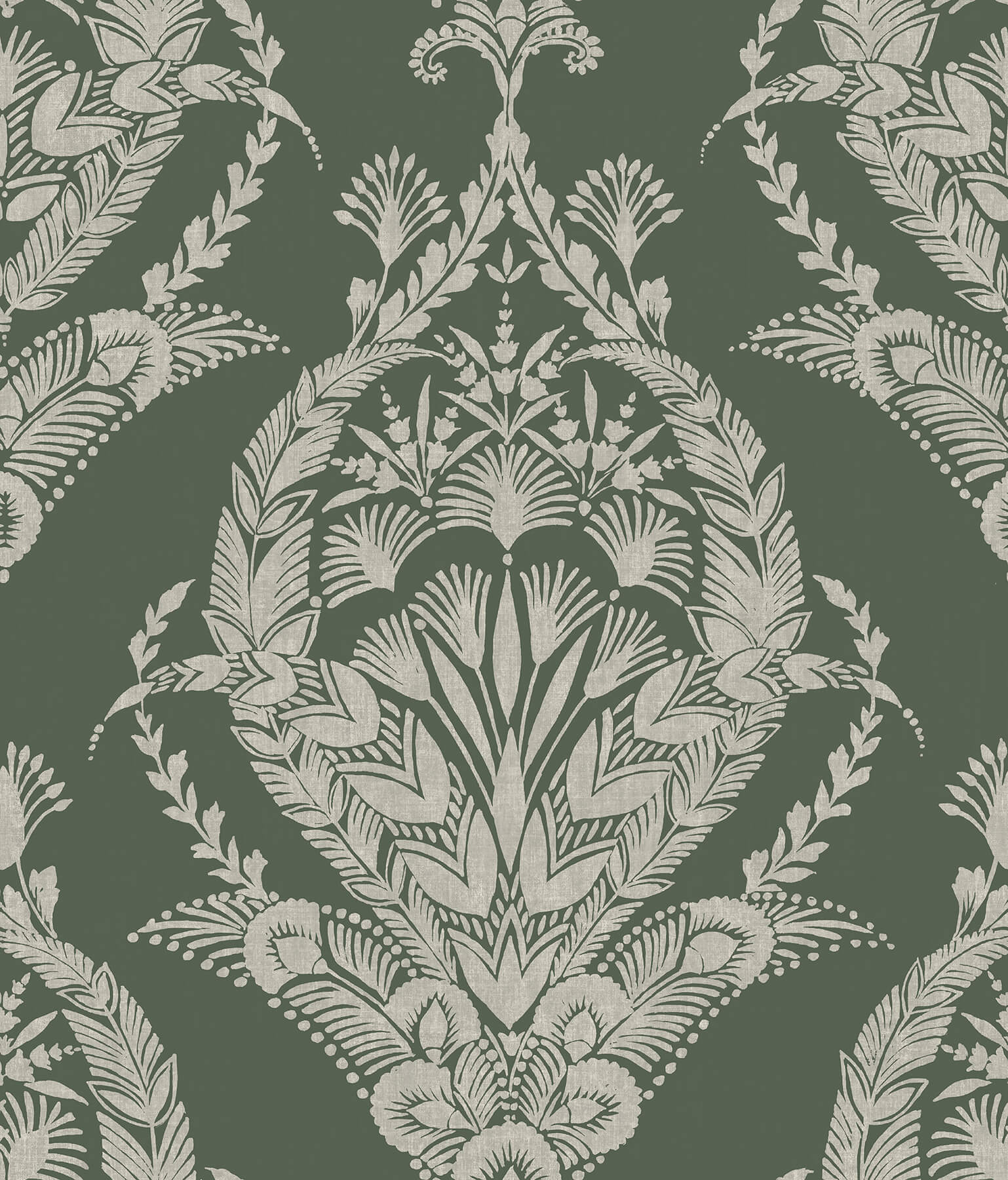 Sample Arlie Evergreen Botanical Damask Wallpaper