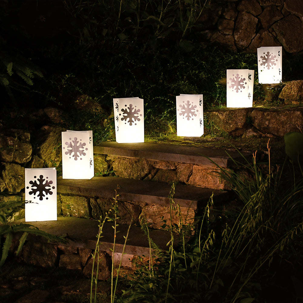 Battery Powered LED Luminaria Kit - Gold Window 12 Count (Snowflake)