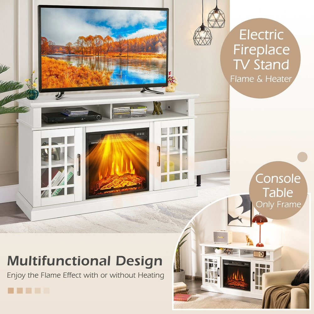 48 Inch Electric Fireplace TV Stand with Cabinets for TVs Up to 50 Inch   48\