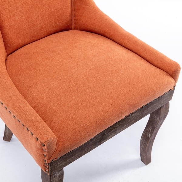 Orange Fabric Dining Chair Side Chair， Set of 2