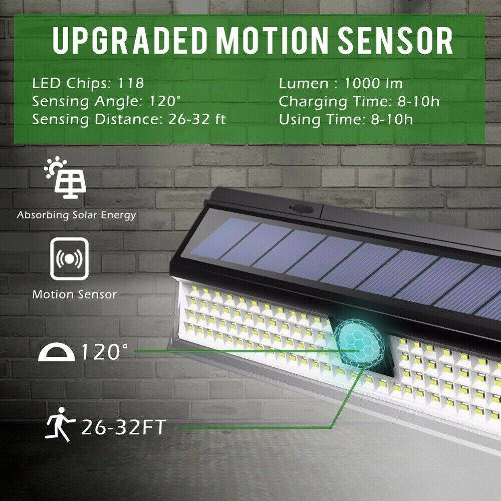 118LED Waterproof Solar Power PIR Motion Sensor Wall Light Garden Security Lamp Outdoor Garden Lighting