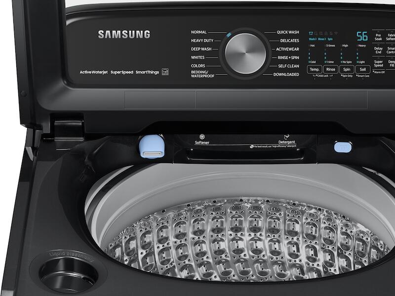 Samsung WA52A5500AV 5.2 Cu. Ft. Large Capacity Smart Top Load Washer With Super Speed Wash In Brushed Black