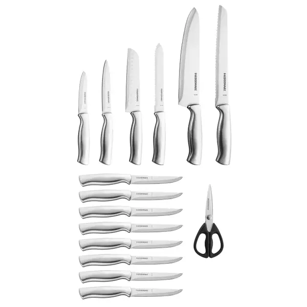 Farberware 16-Piece Edgekeeper Stainless Steel Block Set with Built in Knife Sharpener