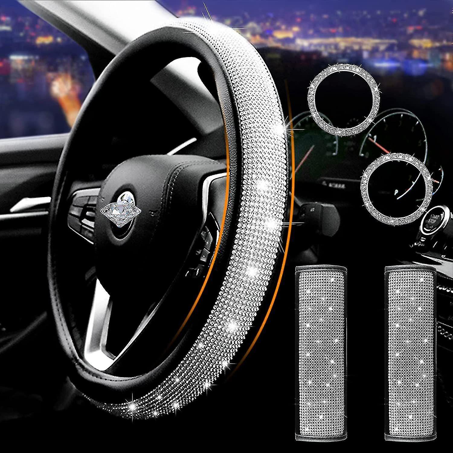 Universal Car Steering Wheel Cover Set With Seat Belt Start Ring