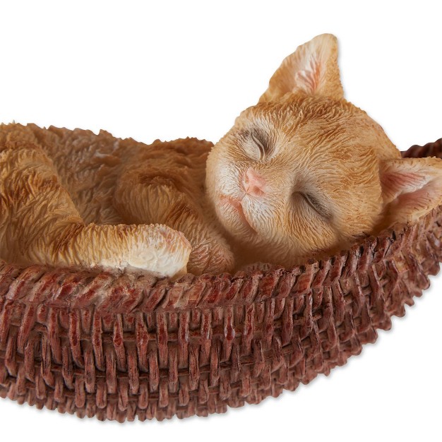 Polyresin Napping Cat On Hammock Garden Figurine Brown Zingz amp Thingz