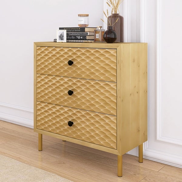 Wooden Storage Cabinet Chest with 3 Drawers - - 37857275