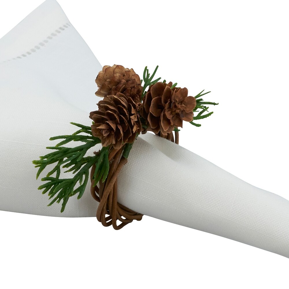 Woodland Wonder Pine Cone Napkin Ring (Set of 4)   Brown