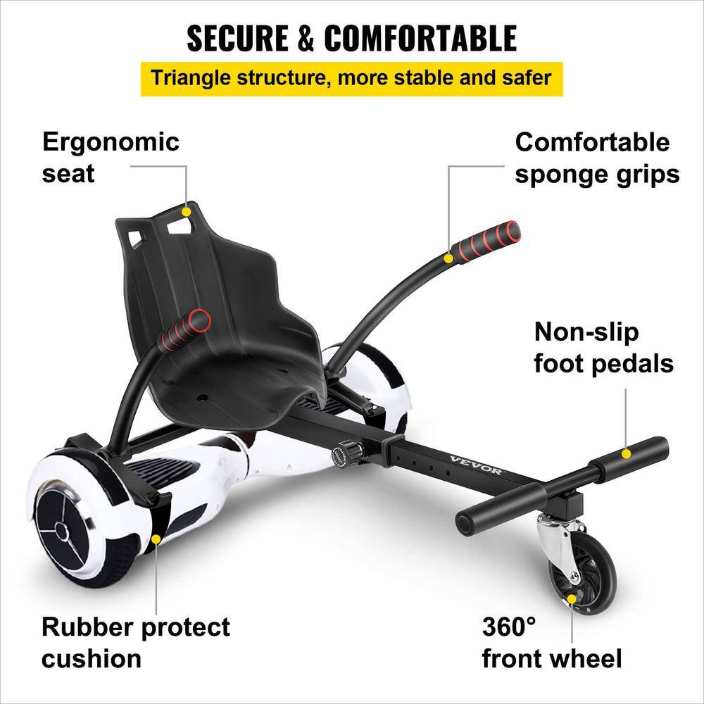 VEVOR Hoverboard Kart Accessory Scooter Frame with 2 LED Swivel Wheel for 6.5 in. 8 in. 8.5 in. 10 in. Self Balancing Scooter 2016HFFLPHCJ00001V0