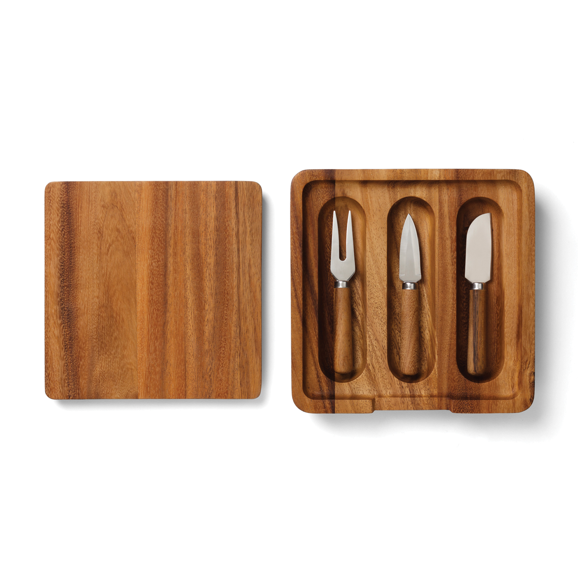 Cheese Board and Knife Set， Acacia Wood