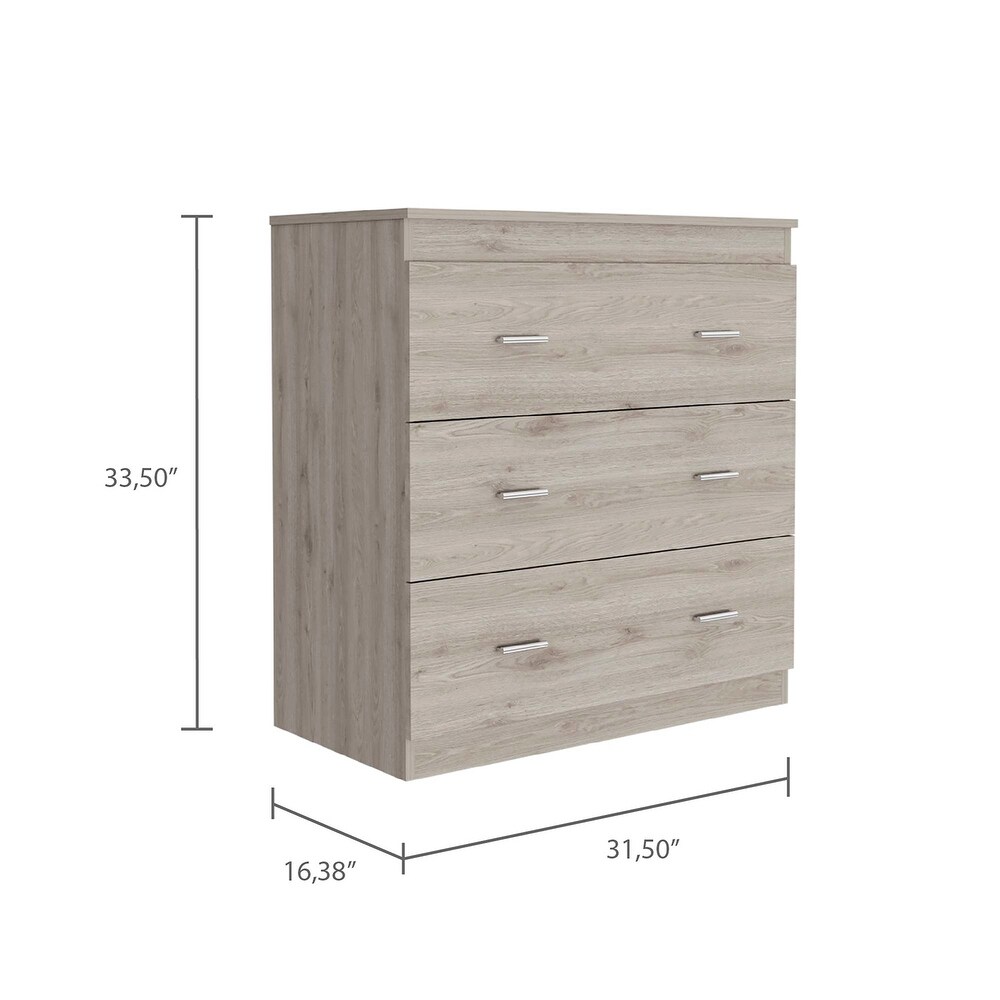 Classic Three Drawer Dresser with Handles Black/Light Gray/White