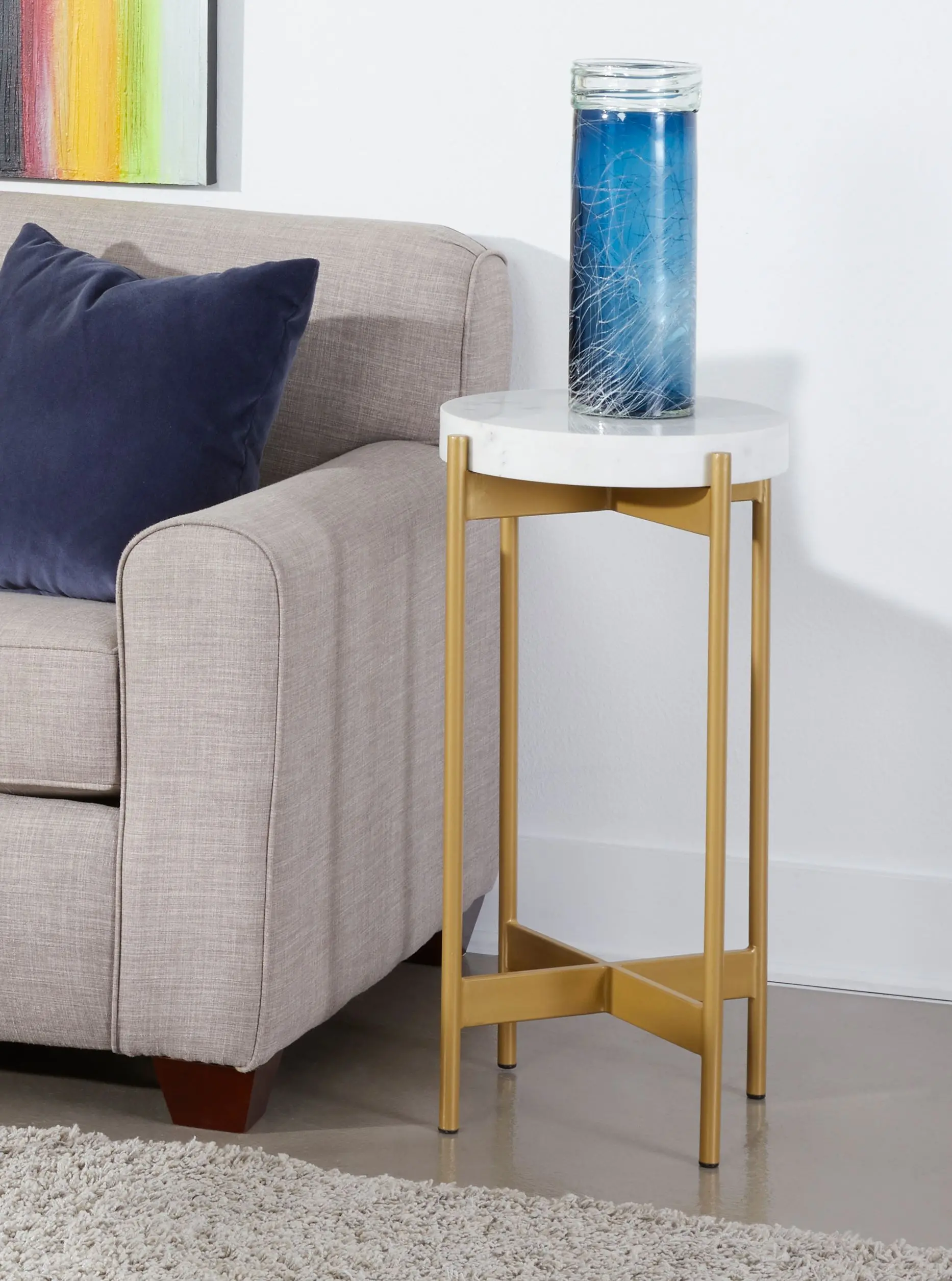 Isha White Marble and Gold Accent Table