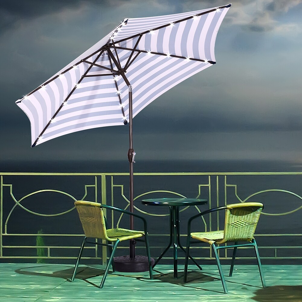 8.7 Feet Market Table Outdoor Patio Umbrella with Push Button Tilt and Crank With 24 LED Lights