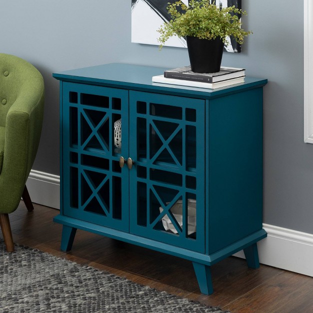 Versatile Fretwork Accent Storage Cabinet Blue Saracina Home