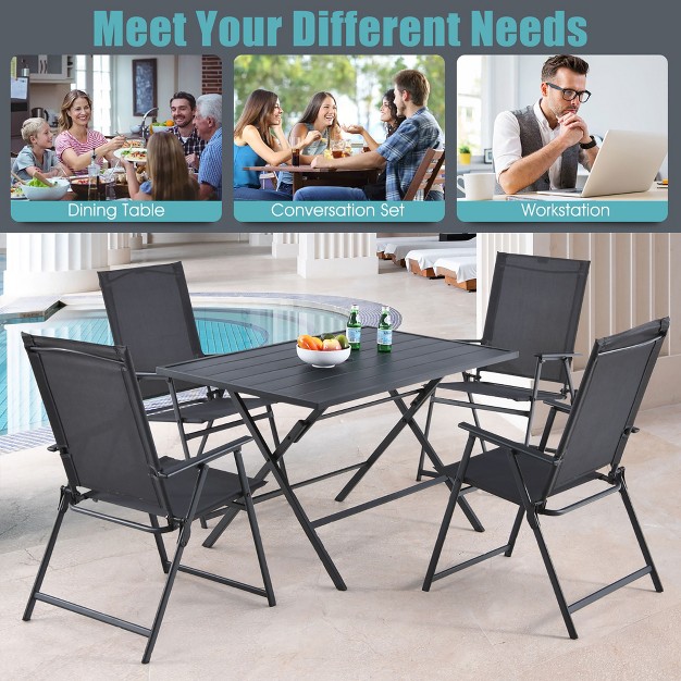 Costway 5 Pcs Patio Dining Furniture Set Armchairs Folding Table No Assembly