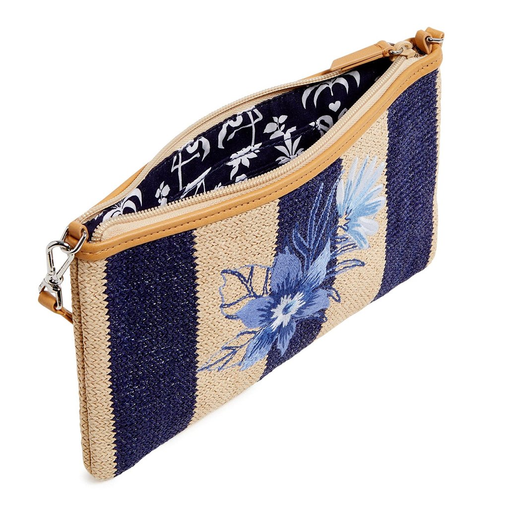 Vera Bradley  RFID Straw Convertible Wristlet in Navy Stripe Straw