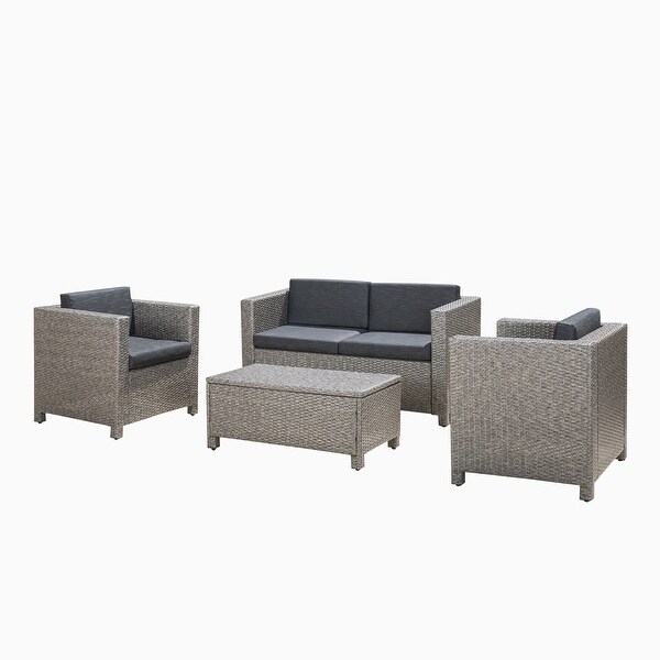 4 Pieces Wicker Outdoor Sofa Set with Cushions - Overstock - 37475797