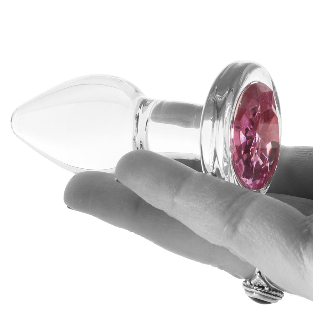 Adam & Eve Pink Gem Glass Plug in Small