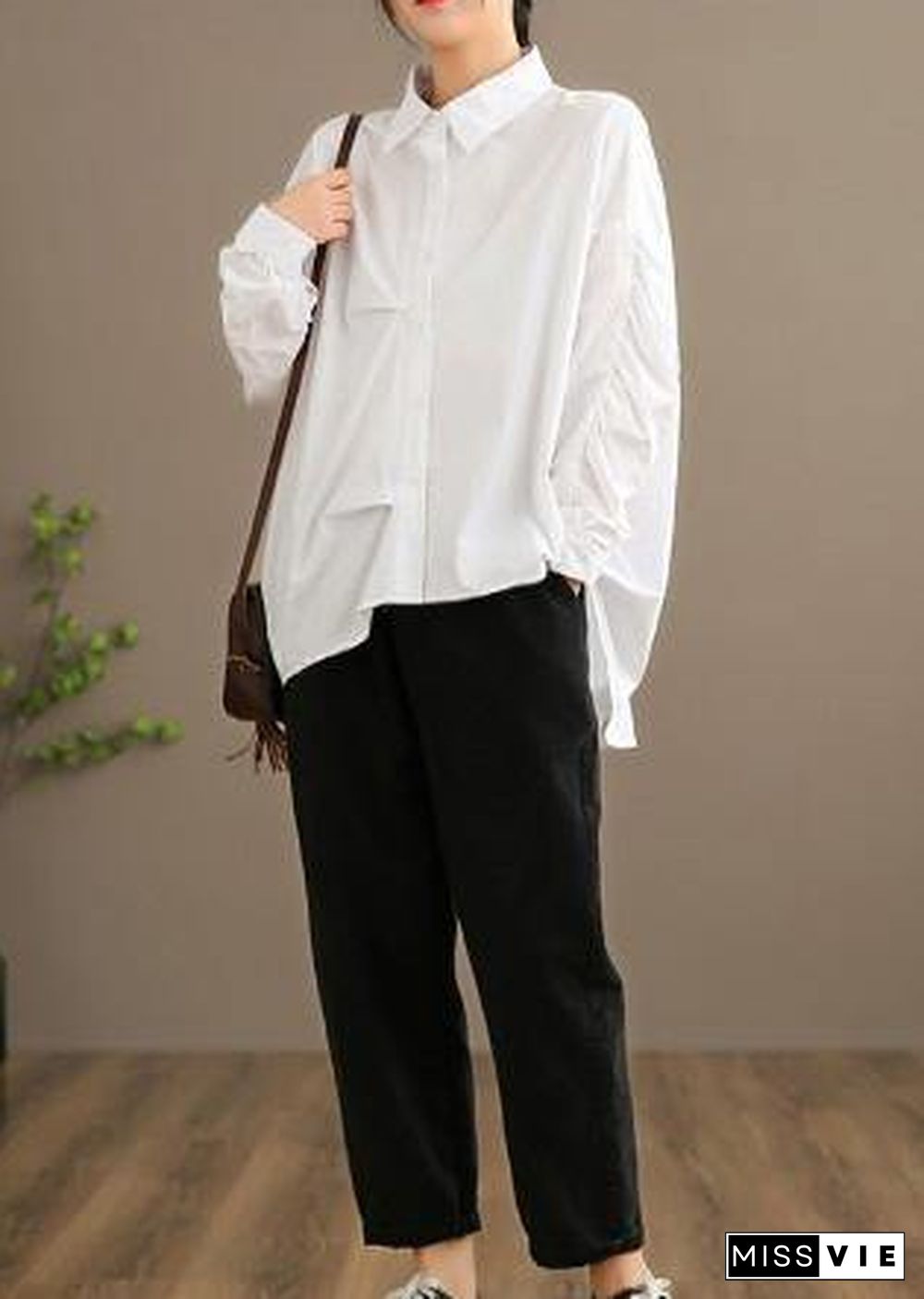 Style White Clothes For Women Lapel Button Down Midi Spring Blouses