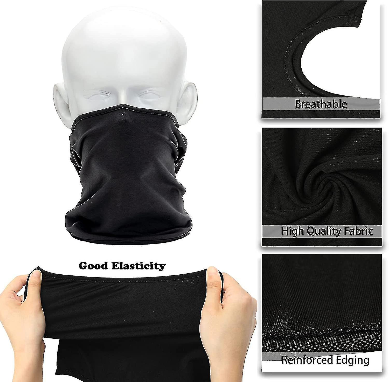 Pack Of 2 Bandana Face Hat For Outdoor Airsoft Motorcycle Ski Mask Winter Sun Balaclava Black Tactic