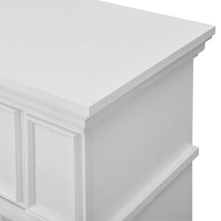 StyleWell Pritchett 53 in. W Wall Media Mantel Electric Fireplace in White Finish with White Faux Carrara Surround 150694