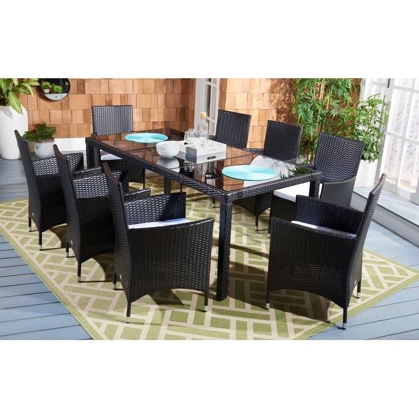 SAFAVIEH Outdoor Hailee 9Piece Wicker Dining Set