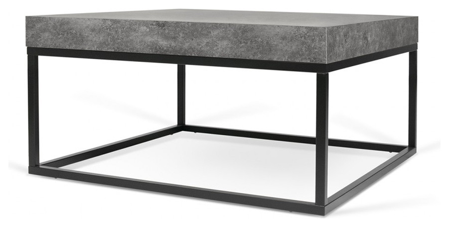 Tema Petra 30X30 Concrete Look Top Black Legs Coffee Table   Industrial   Coffee Tables   by MODTEMPO LLC  Houzz