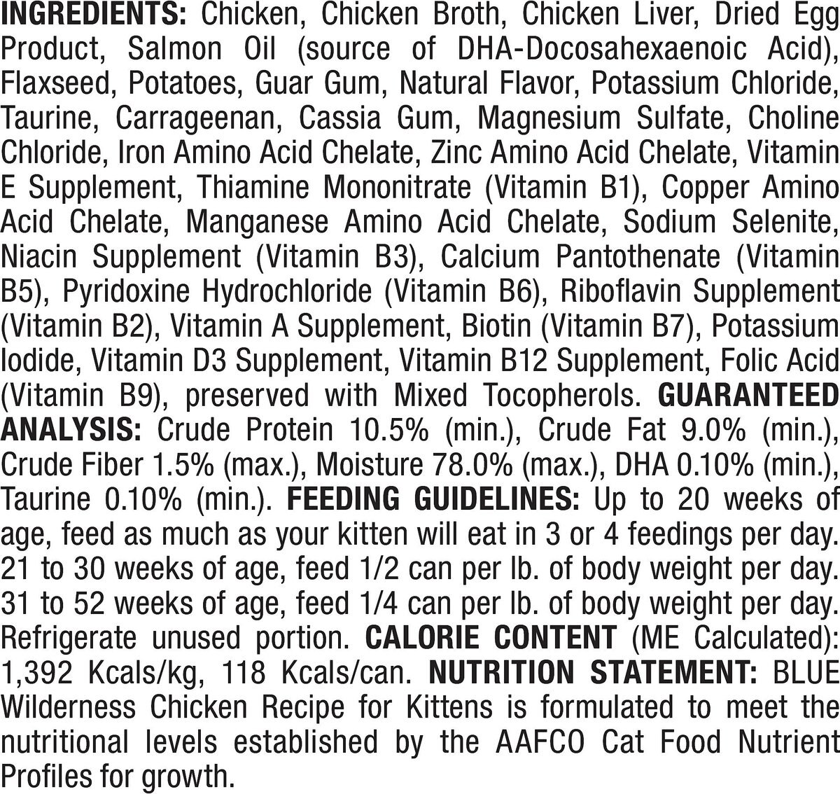 Blue Buffalo Wilderness Kitten Chicken Grain-Free Canned Cat Food