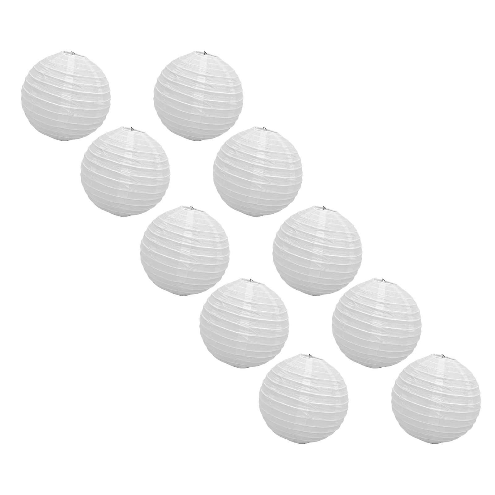 10 Pcs Paper Lanterns 8 Inch Pure White Hand Painted Round Paper Lanterns Birthday Halloween Family Party Decoration