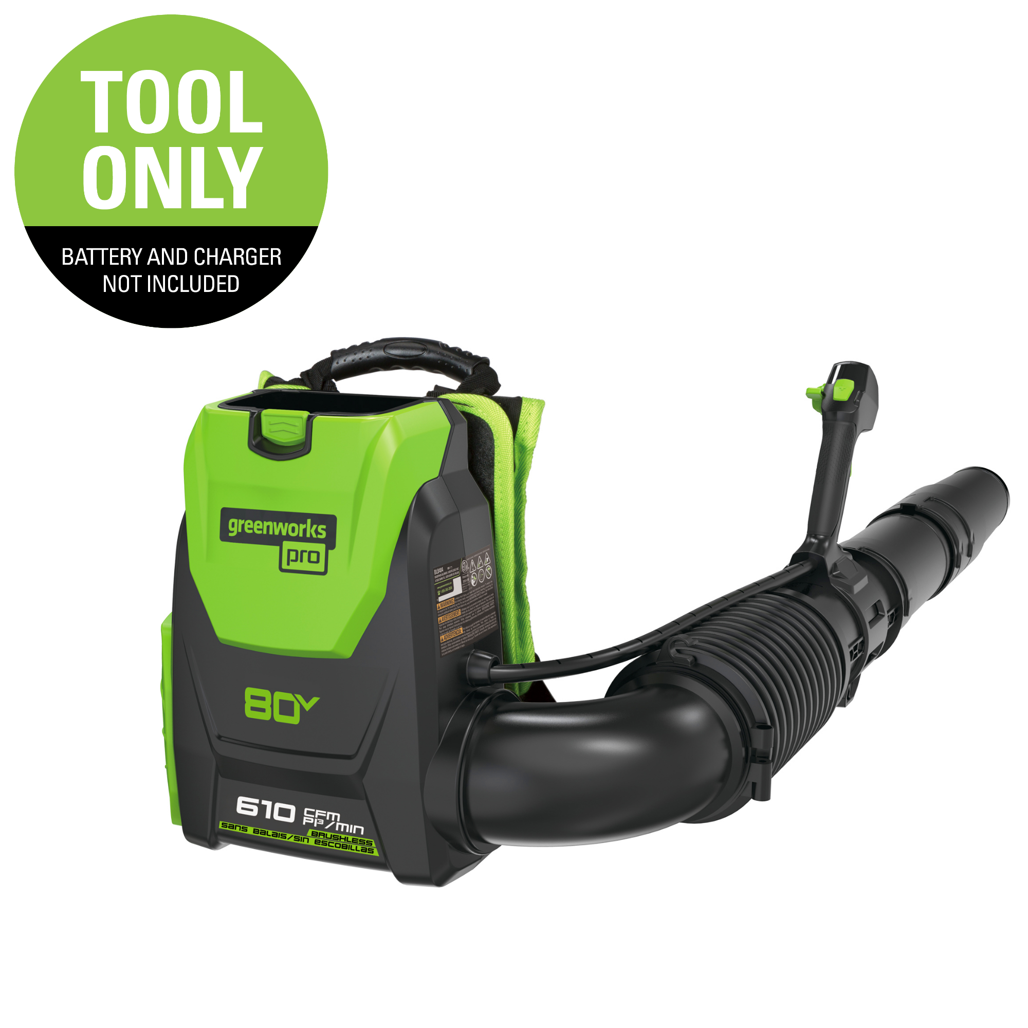 80V Cordless Backpack Blower 610 CFM | Greenworks Tools