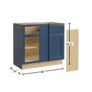 Contractor Express Cabinets Arlington Vessel Blue Shaker Stock Assembled Plywood Base Kitchen Cabinet Blind Corner Left 36 in. x 34.5 in. x 24 in. BBCU42L-XVB