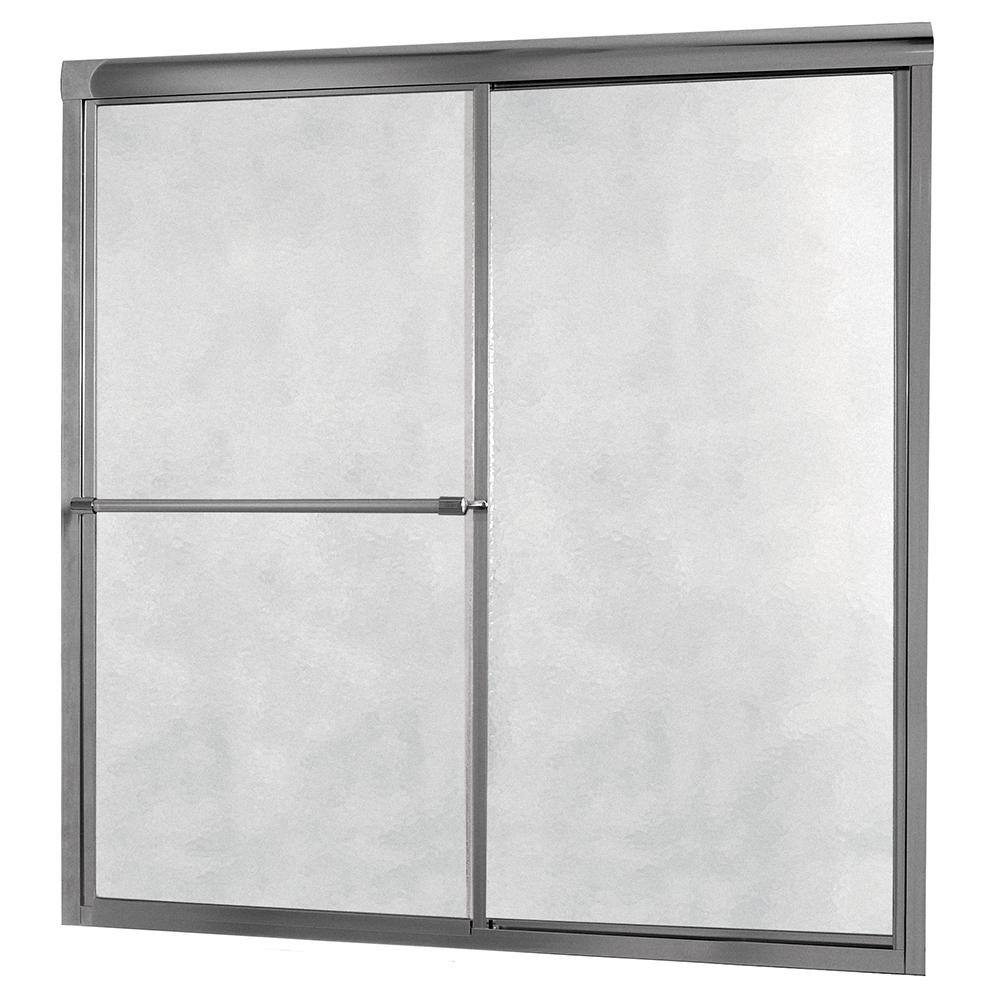 CRAFT + MAIN Tides 72 in. W x 58 in. H Sliding Framed Tub Door in Brushed Nickel with Obscure Glass TDST7258-OB-BN