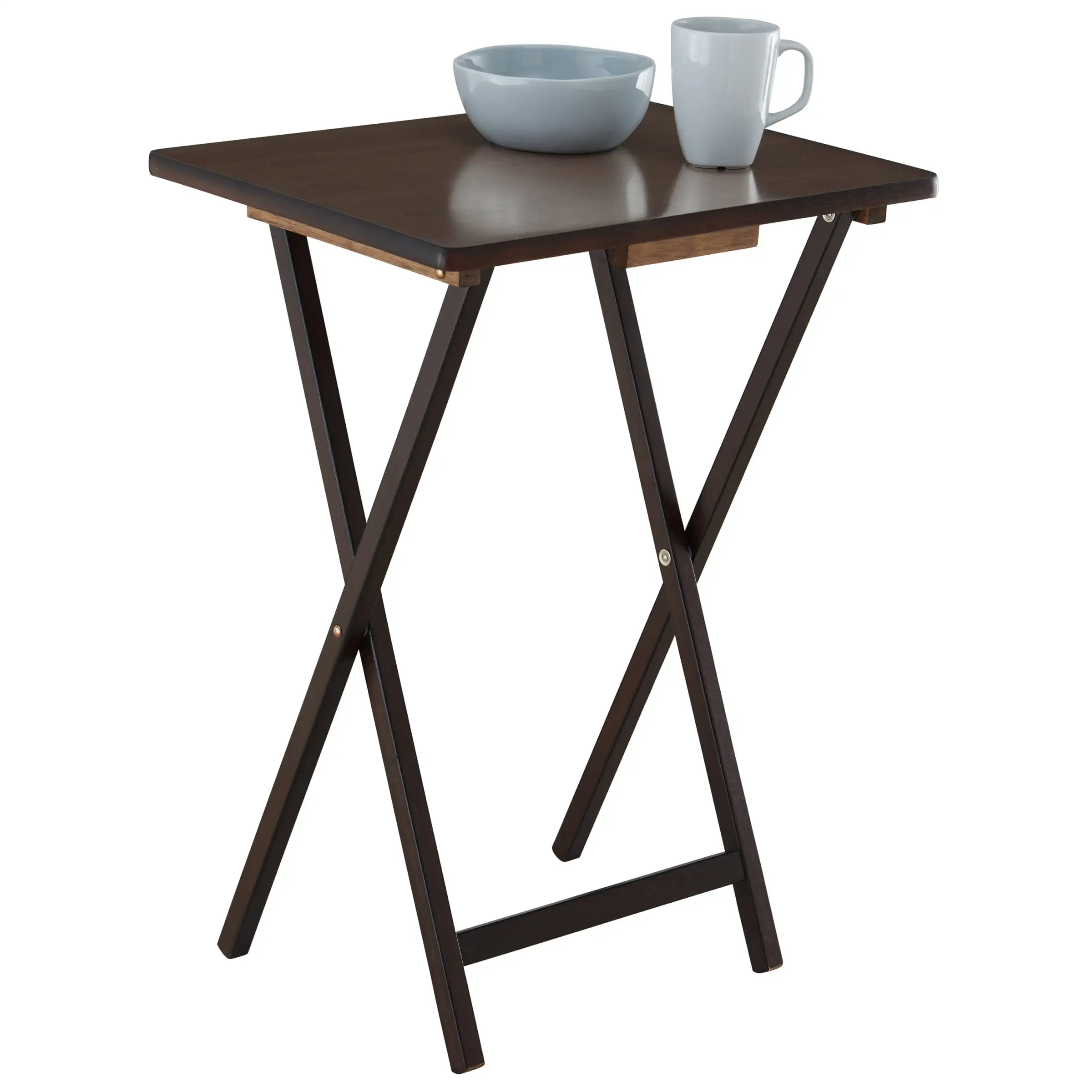 Mainstays Walnut 5-Piece Folding TV Tray Table Set, 19 x 15 x 26 Inch