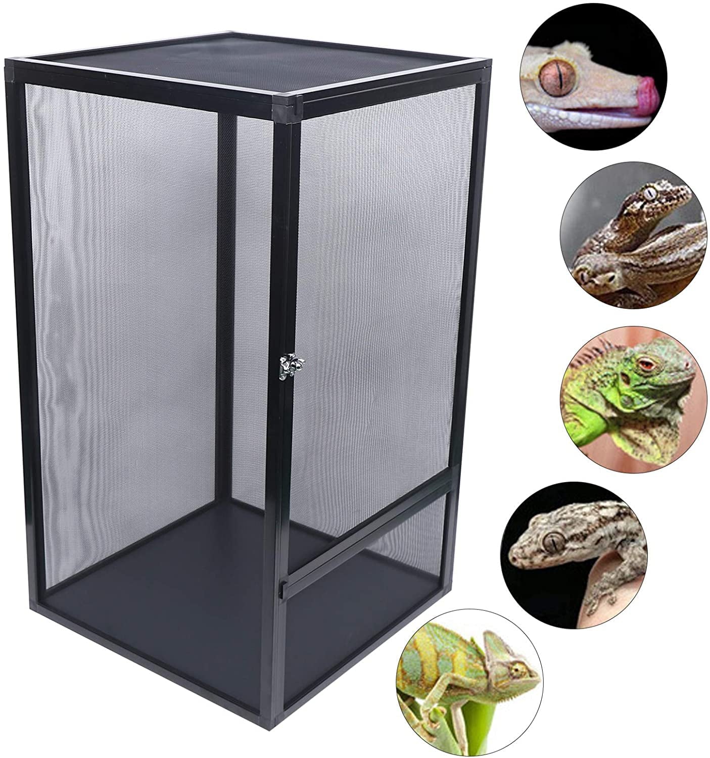 Miumaeov Climbing Pet Breeding Cage， 360 Degree Panoramic Mesh Aluminum Alloy Acrylic Observation Window Transparent Reptile Breeding Box Reptile Tank for Frog Lizard Snake Turtle