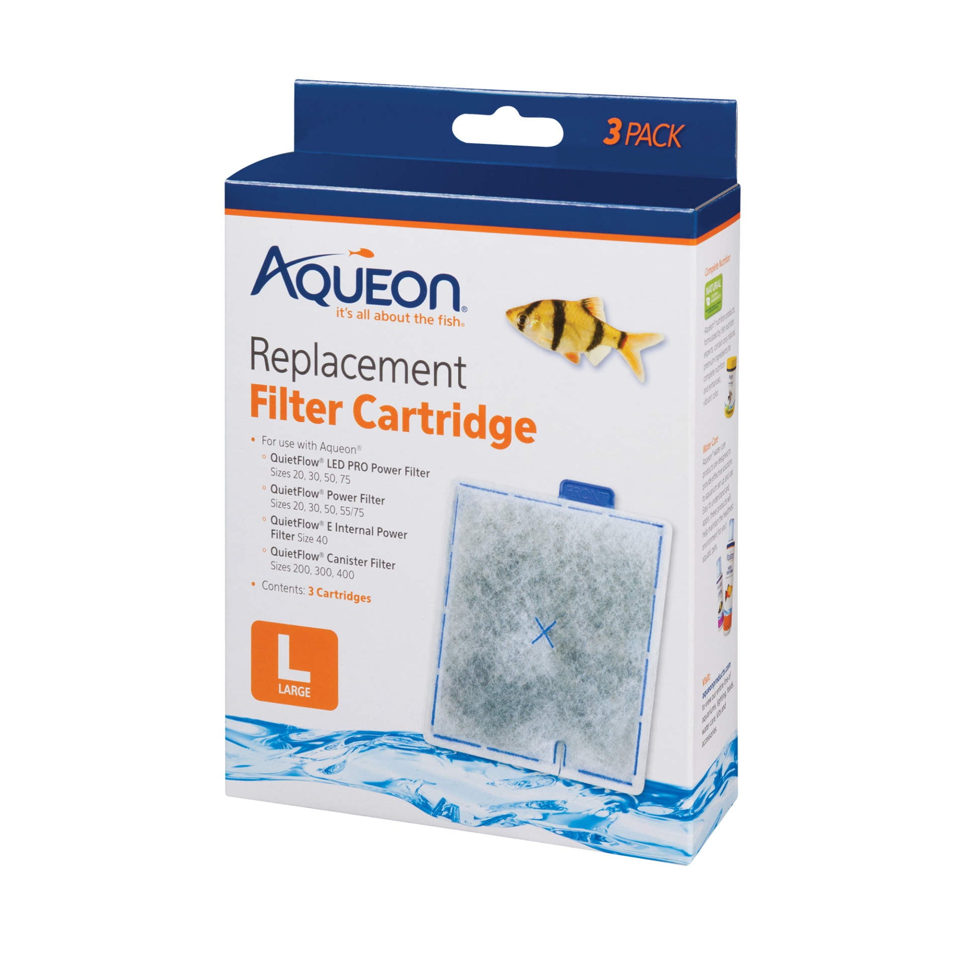 Aqueon Replacement Aquarium Filter Cartridges， Large， 3pk