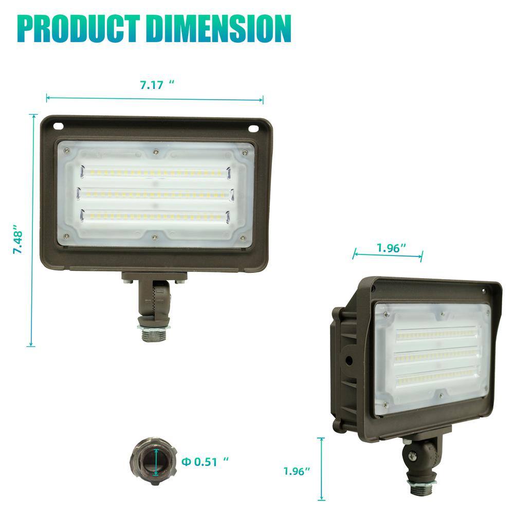 WYZM 250-Watt Equivalence 120-Degree Bronze Integrated LED Outdoor Flood Light 5000k White 6000 Lumens Dusk to Dawn FL50-C